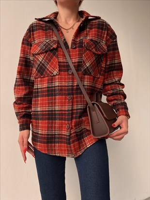 Ekose Önden Cepli Clarissa Kadın Turuncu Ceket 22K000358