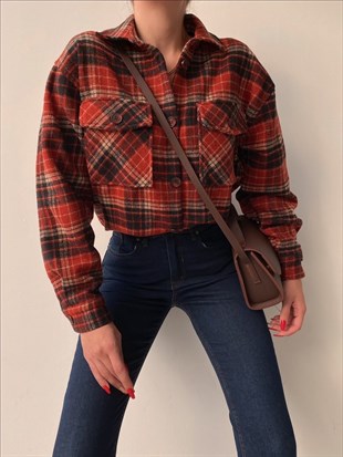 Ekose Önden Cepli Clarissa Kadın Turuncu Ceket 22K000358