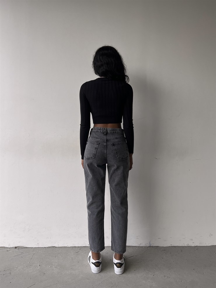 Yüksek Bel Yanları Cepli Cora Kadın Antrasit Pantolon 22K000561