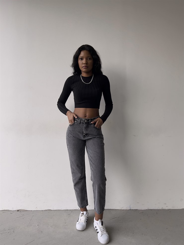 Yüksek Bel Yanları Cepli Cora Kadın Antrasit Pantolon 22K000561