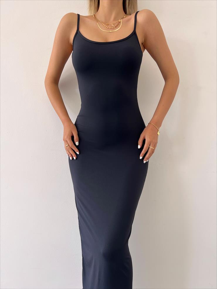 İnce Askılı Crescent Kadın Siyah Elbise 23Y000229