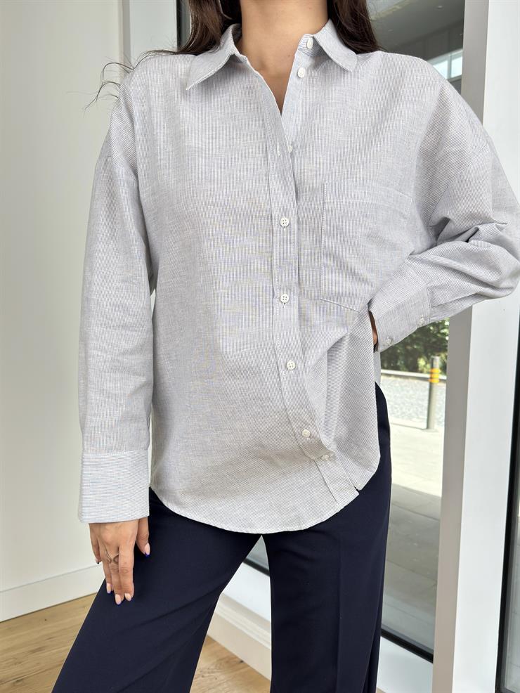 Tek Cepli Danijela Gri Kadın Gömlek 25K176