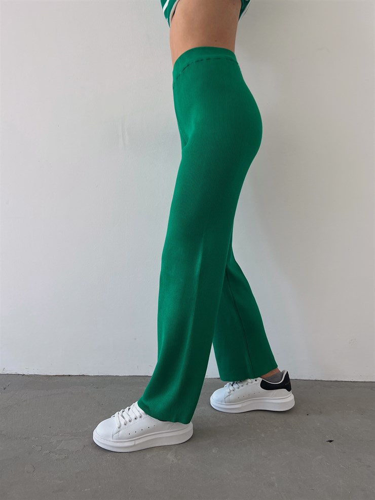 Yüksek Bel Kapamasız Fitilli Delle Kadın Yeşil Pantolon 23K000253