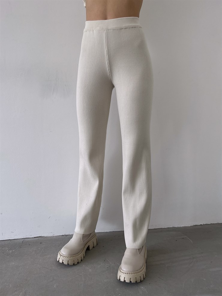 Yüksek Bel Kapamasız Fitilli Delle Kadın Bej Pantolon 23K000253