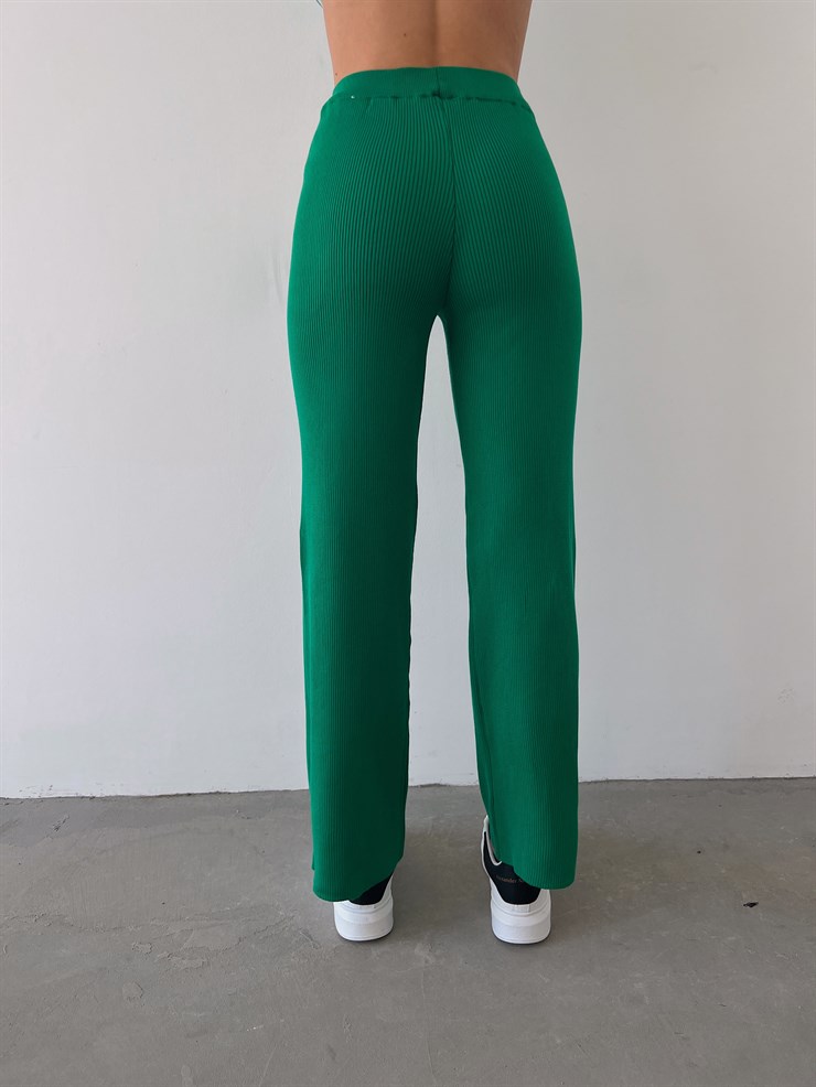 Yüksek Bel Kapamasız Fitilli Delle Kadın Yeşil Pantolon 23K000253