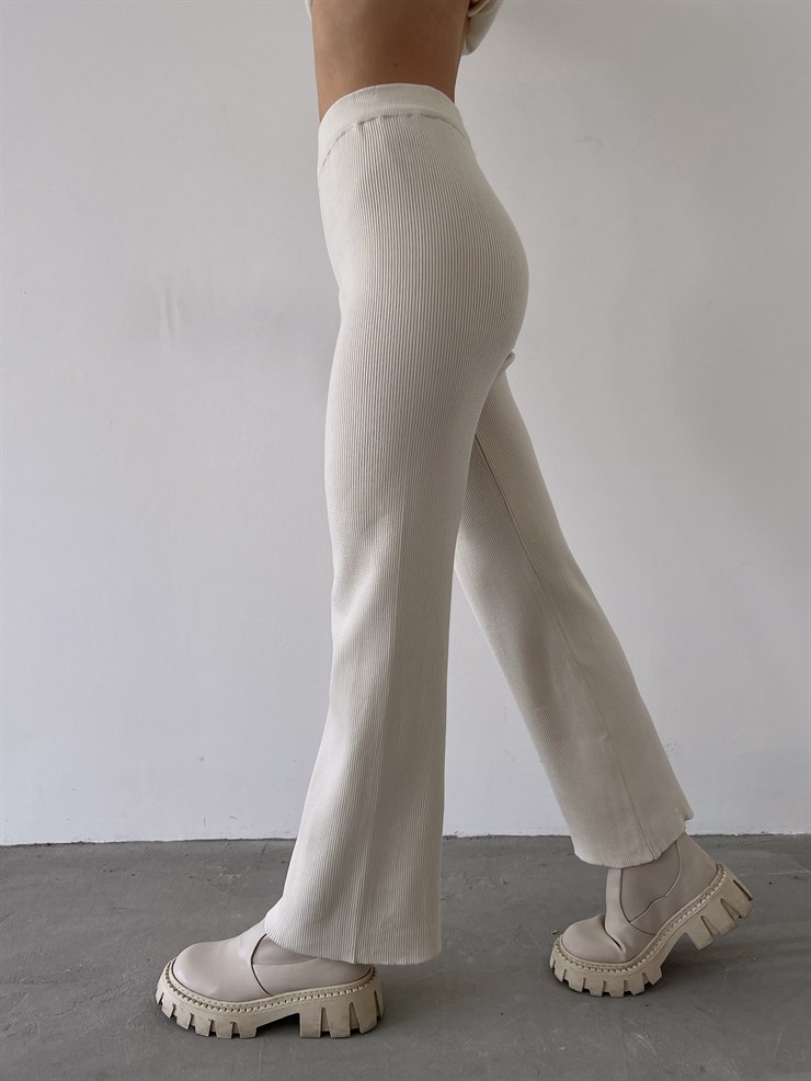 Yüksek Bel Kapamasız Fitilli Delle Kadın Bej Pantolon 23K000253