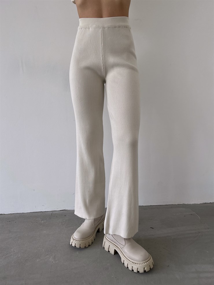 Yüksek Bel Kapamasız Fitilli Delle Kadın Bej Pantolon 23K000253