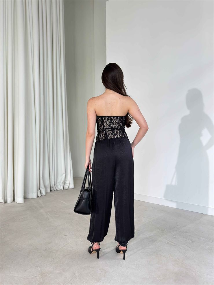 Korse Görünümlü Straplez Belden Oturtmalı Siyah Destiny Kadın Bluz 26Y168