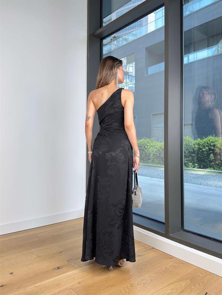 Tek Omuz Askılı Beli Pencere Detaylı Detbir Siyah Kadın Elbise 25Y289