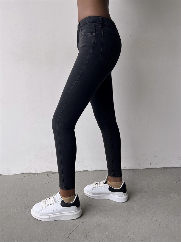 Yanları Cepli Devon Kadın Yüksek Bel Antrasit Pantolon 22K000562