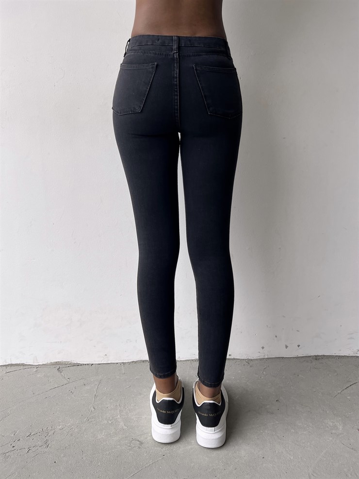 Yanları Cepli Devon Kadın Yüksek Bel Antrasit Pantolon 22K000562