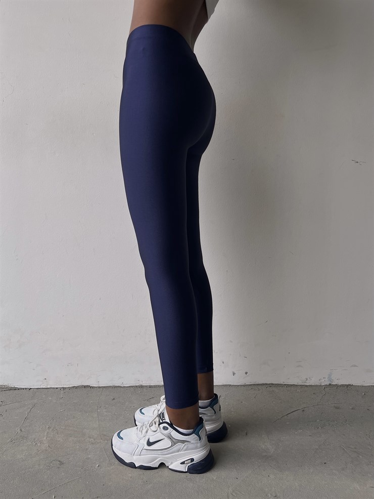 Yüksek Bel Kadın Lacivert Disco Tayt 21K000288