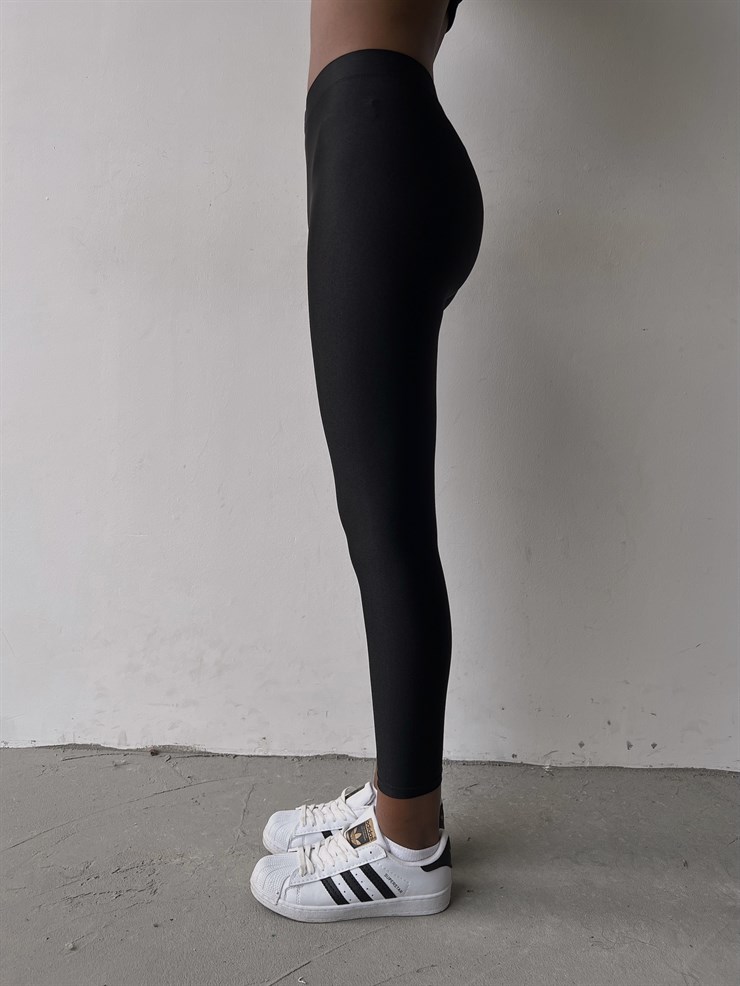 Yüksek Bel Kadın Siyah Disco Tayt 21K000288