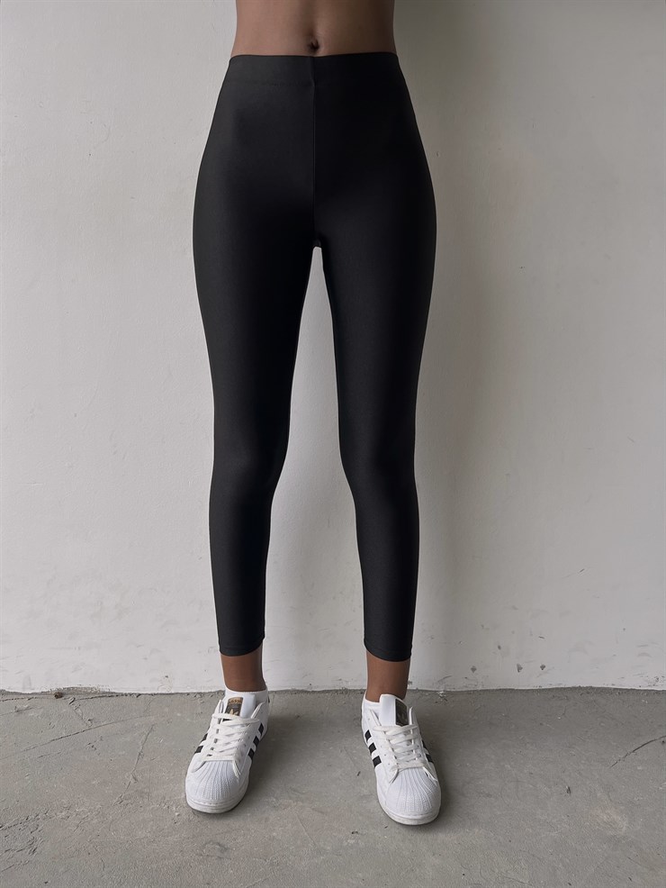 Yüksek Bel Kadın Siyah Disco Tayt 21K000288