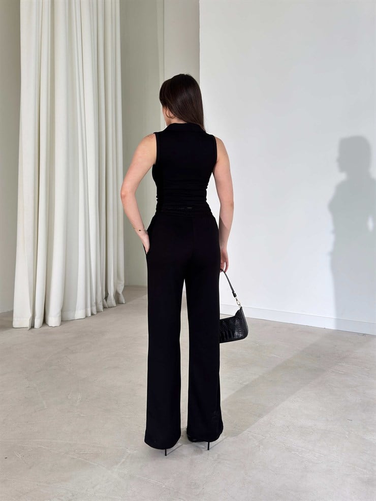 Çift Fermuarlı Cepli Siyah Dorothy İkili Kadın Takım 26Y189