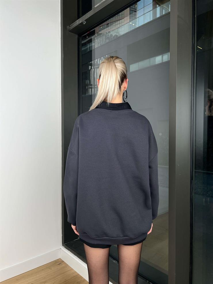 Bisiklet Yaka Los Angelas Yazılı Dust Kadın Antrasit Sweatshirt 24k000193