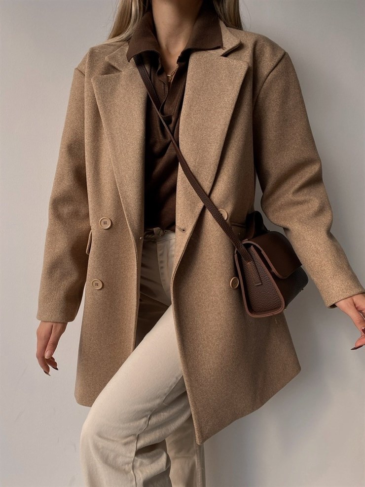 Düşük Omuz Kısa Kaşe Kaban Daniela Kadın Kahverengi Kaban 22K000309