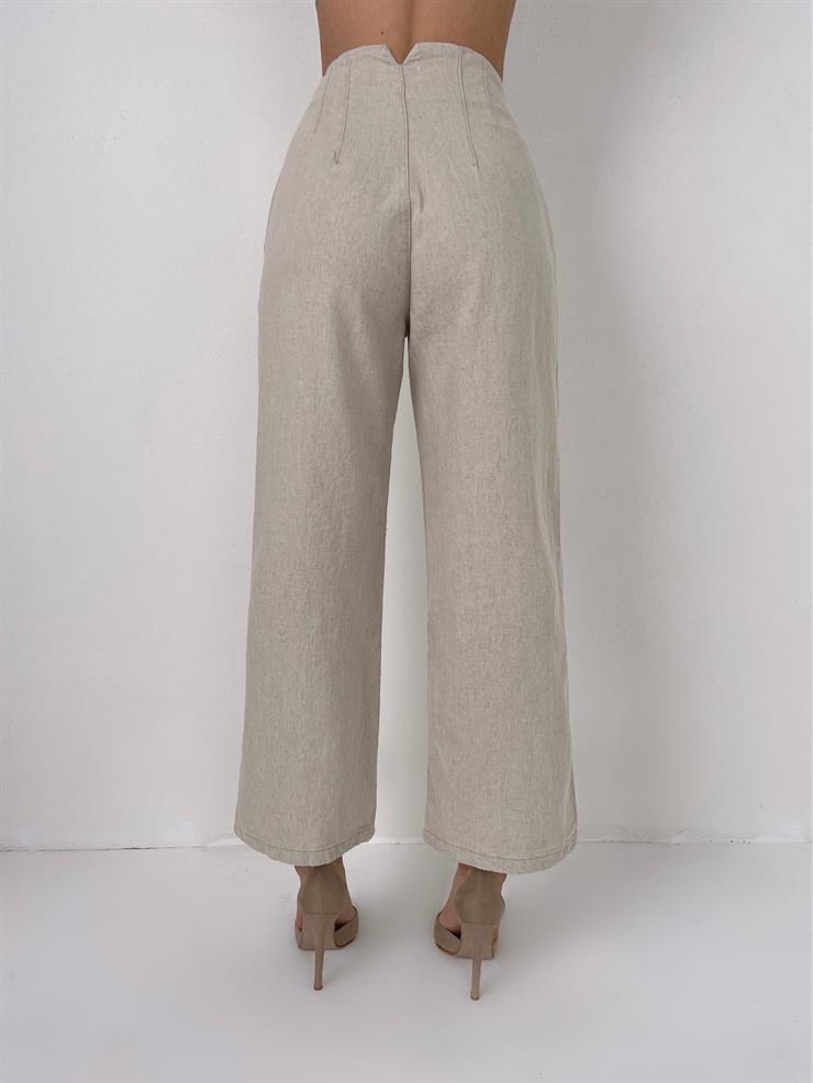 Yüksek Bel Beli Pens Detaylı Ellery Kadın Taş Paçası Bol Pantolon 23Y000060