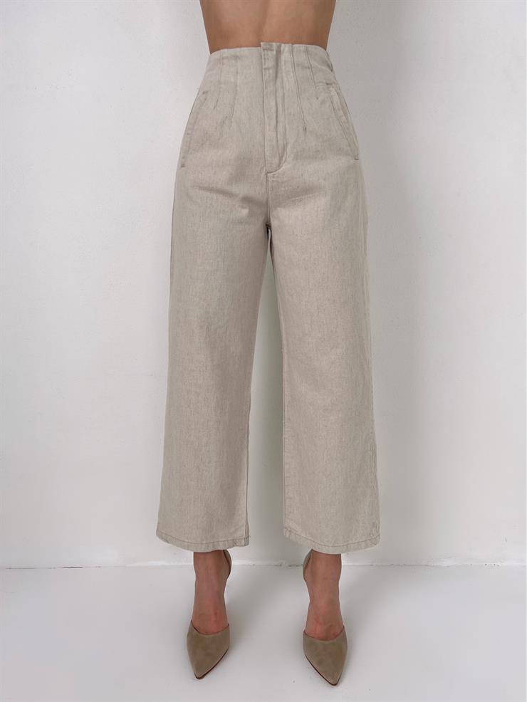 Yüksek Bel Beli Pens Detaylı Ellery Kadın Taş Paçası Bol Pantolon 23Y000060