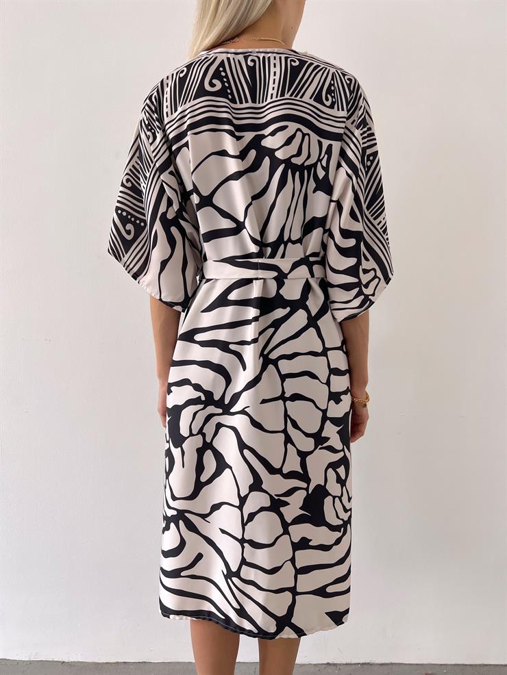 Belden Kuşaklı Yarım Bol Kol Ellin Kadın Siyah Kimono 23Y000545