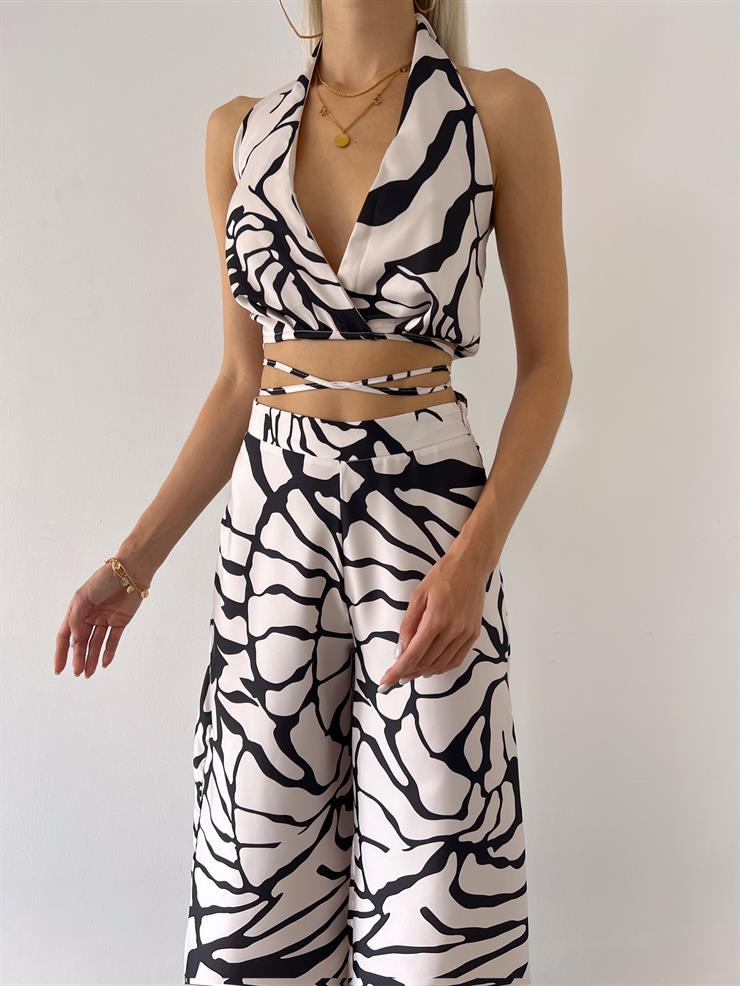 Boyundan Askılı Derin V Yaka Belden İp Detaylı Elyna Kadın Siyah Bluz 23Y000546