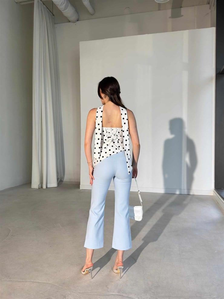 Belden Oturtmalı Mavi Emilio Kadın Pantolon 26Y296