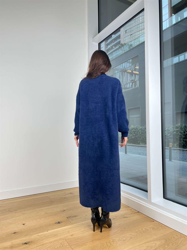 Eric Lacivert Kadın Uzun Triko Hırka 25K295