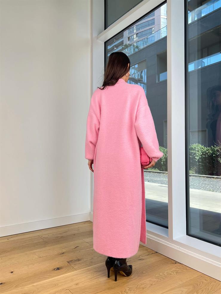 Eric Pembe Kadın Uzun Triko Hırka 25K295