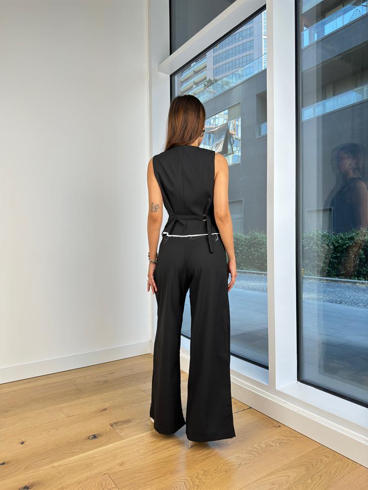 Önü Düğme Kapamalı Erona Kadın Siyah Yelek 24Y851