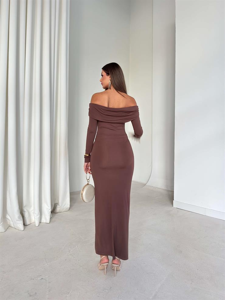 Madonna Yaka Önü Çapraz Eruna Kahve Kadın Elbise 26K189