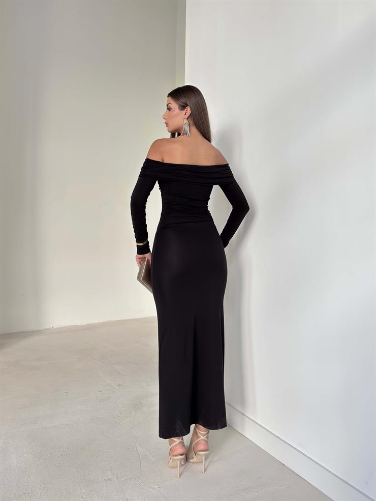 Madonna Yaka Önü Çapraz Eruna Siyah Kadın Elbise 26K189