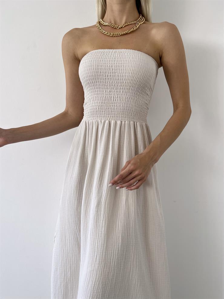 Straplez Gipeli Ethan Kadın Bej Elbise 23Y000500