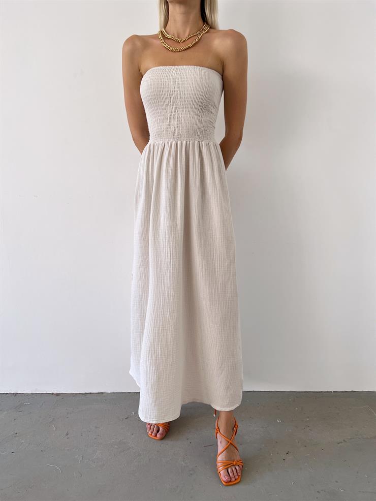 Straplez Gipeli Ethan Kadın Bej Elbise 23Y000500