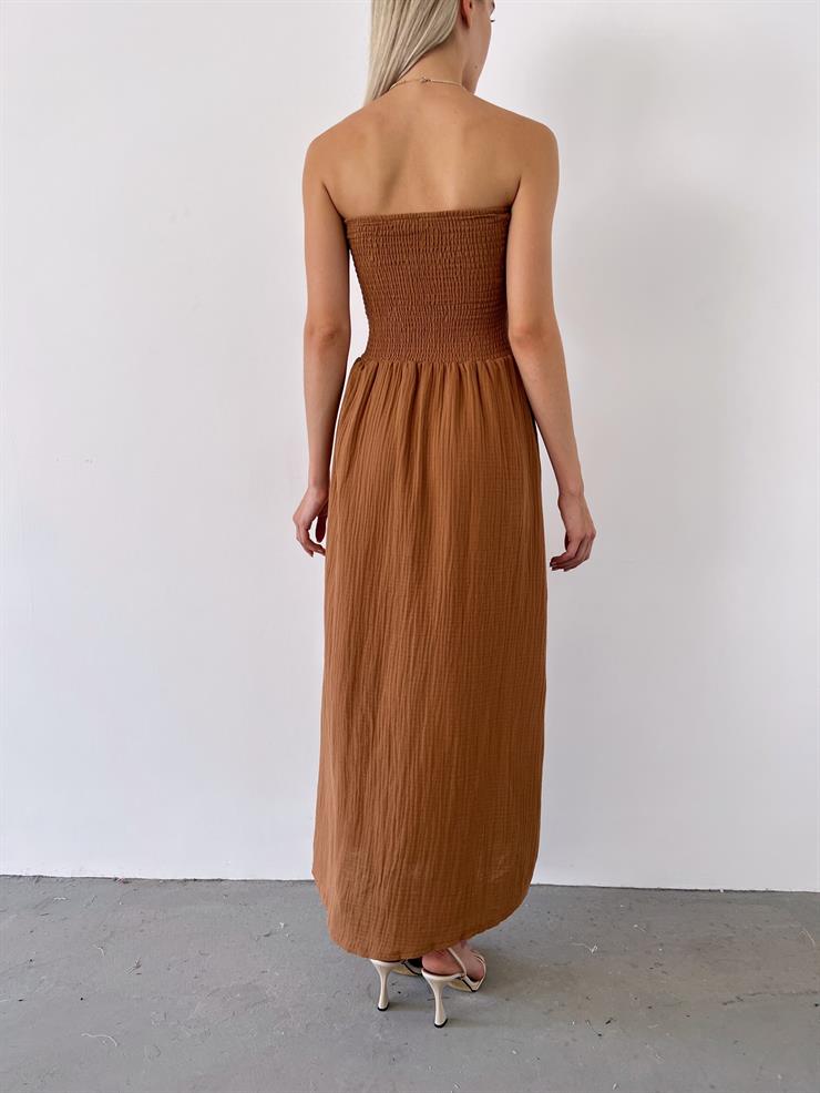 Straplez Gipeli Ethan Kadın Kiremit Elbise 23Y000500