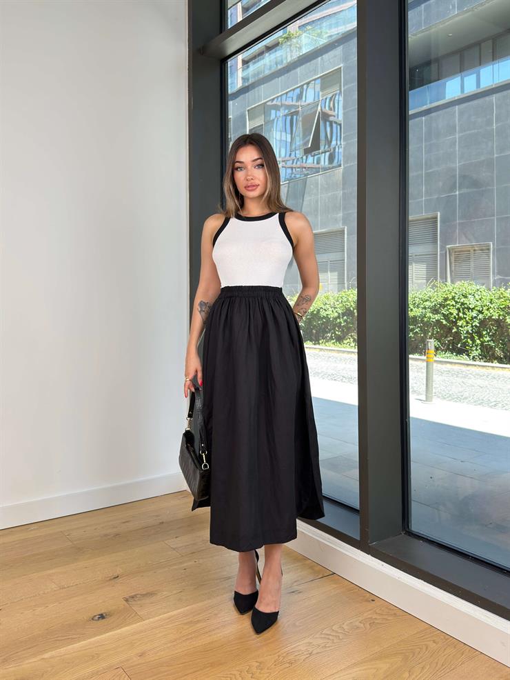 Halter Yaka Farmli Beyaz Kadın Elbise 25Y519