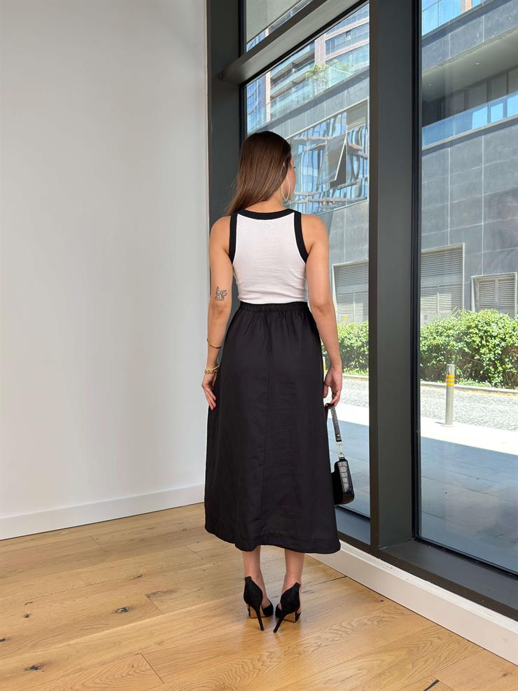 Halter Yaka Farmli Beyaz Kadın Elbise 25Y519