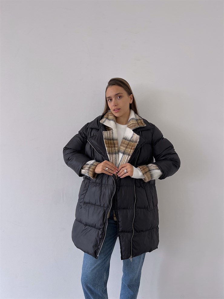 Fermuar Kapamalı Yanları Cepli Fevrier Kadın Siyah Mont 23K000250