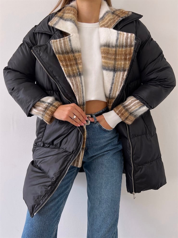 Fermuar Kapamalı Yanları Cepli Fevrier Kadın Siyah Mont 23K000250