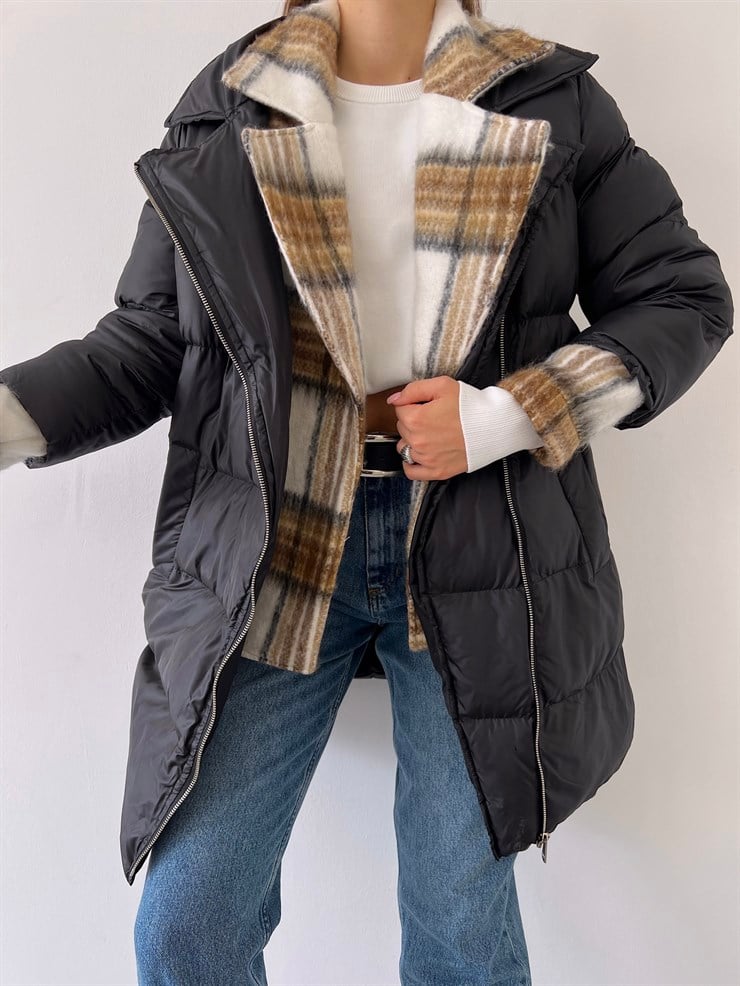 Fermuar Kapamalı Yanları Cepli Fevrier Kadın Siyah Mont 23K000250