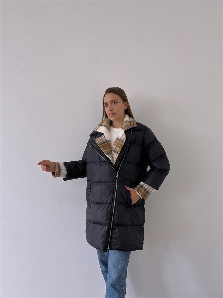 Fermuar Kapamalı Yanları Cepli Fevrier Kadın Siyah Mont 23K000250