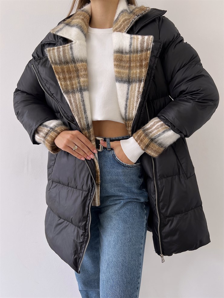 Fermuar Kapamalı Yanları Cepli Fevrier Kadın Siyah Mont 23K000250