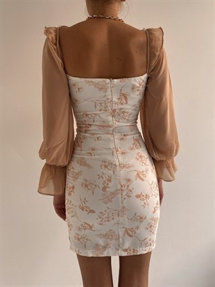 Kolları Şifon Önden Düğme Detay Drapeli Fiona Kadın Turuncu Elbise 22K000074