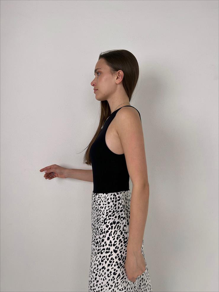 Kalın Askı Fitilli Çıtçıtlı Kadın Siyah Bodysuit 23Y000073