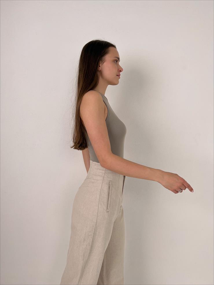 Kalın Askı Fitilli Çıtçıtlı Kadın Vizon Bodysuit 23Y000073