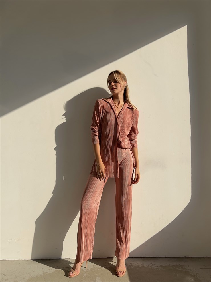 Fitilli Piliseli Kumaş Tatiana Kadın Pudra İkili Takım 22Y000295