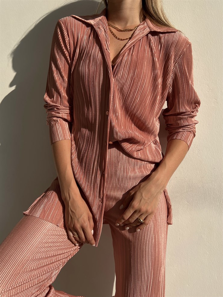 Fitilli Piliseli Kumaş Tatiana Kadın Pudra İkili Takım 22Y000295