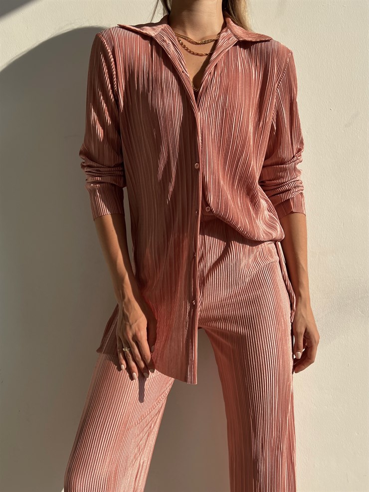 Fitilli Piliseli Kumaş Tatiana Kadın Pudra İkili Takım 22Y000295