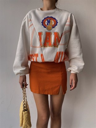 Bisiklet Yaka Florida Baskılı Kadın Ekru Sweat 22K000209