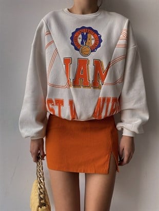 Bisiklet Yaka Florida Baskılı Kadın Ekru Sweat 22K000209