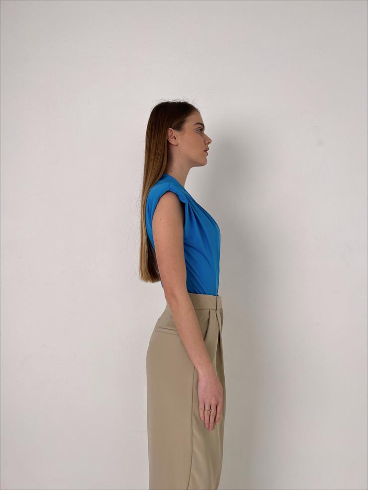 Vatkalı Kolsuz Kruvaze Garrison Kadın Mavi Bodysuit 22Y000066